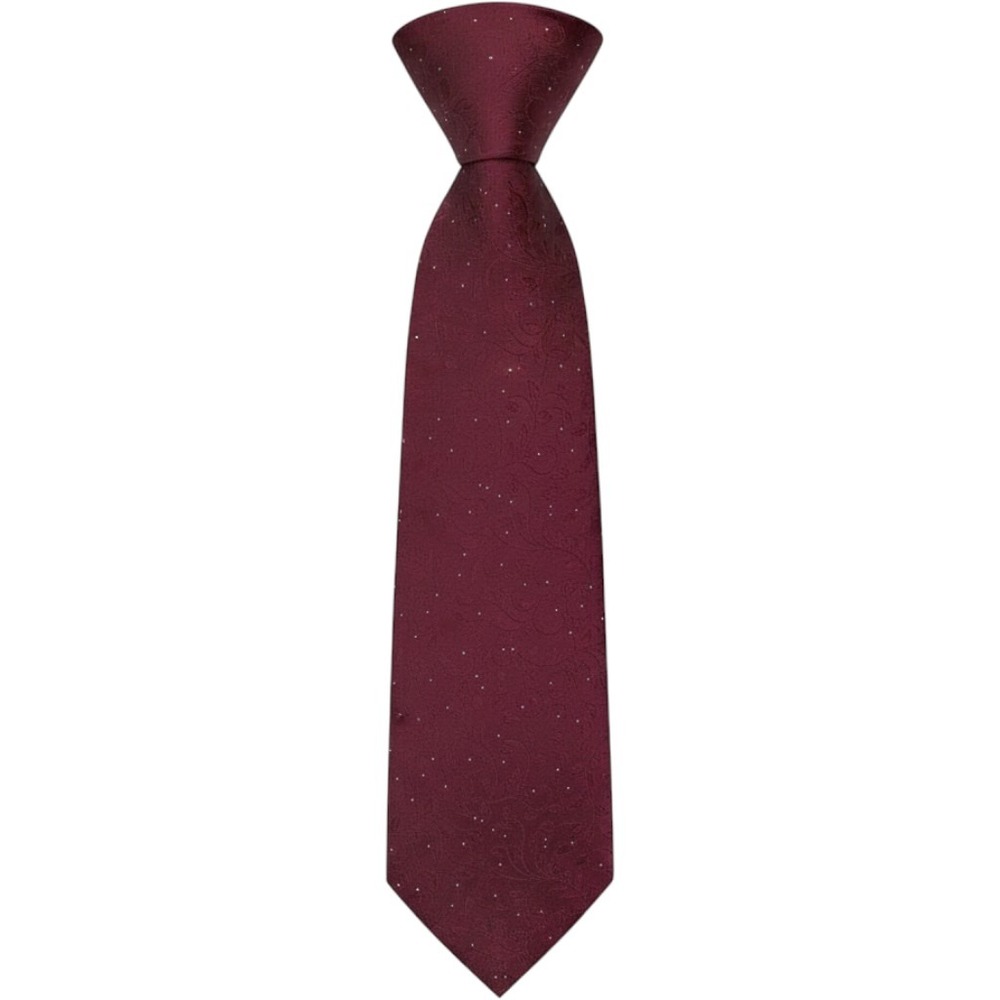 Calvin Klein Mens Burgundy Silk Paisley Pin Dot Necktie Wine Red Classic Tie